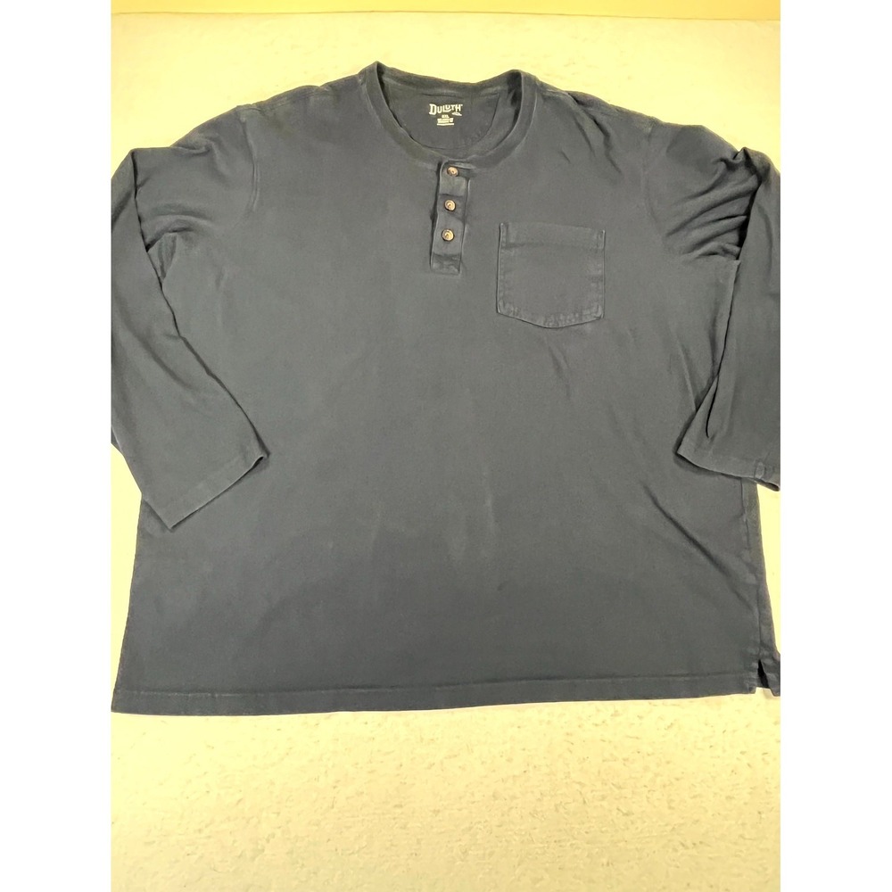 Duluth Trading Co Tee Shirt Mens 3XL Gray Cotton Relaxed Fit Pocket Henley Neck